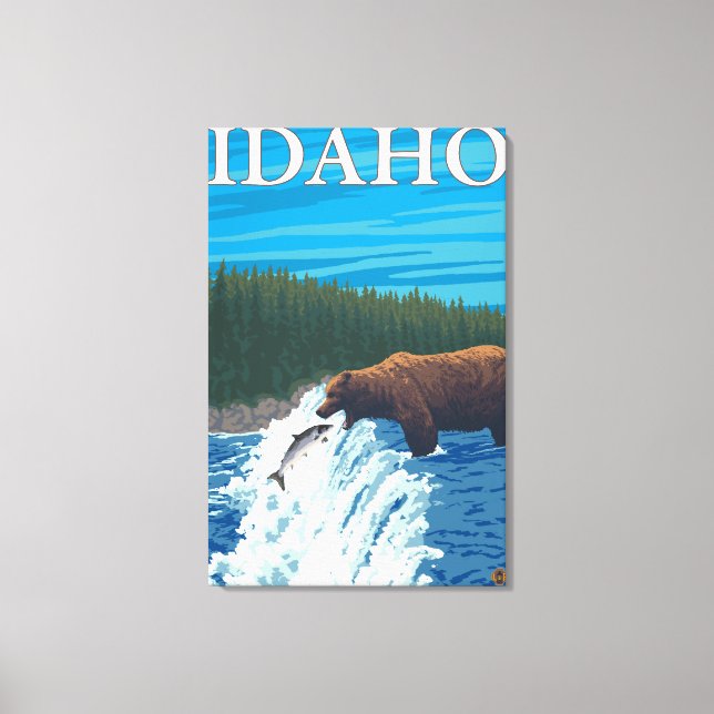 Bear Fishing in River - Idaho Canvas Print (Front)