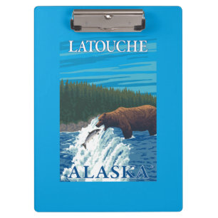 Bear Fishing in River - Latouche, Alaska Clipboard
