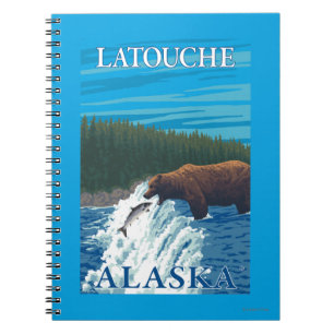 Bear Fishing in River - Latouche, Alaska Spiral Notebook
