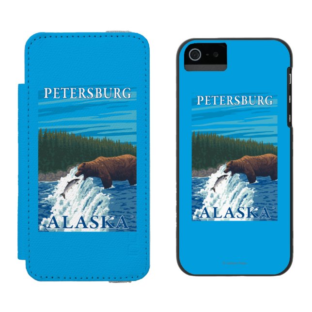 Bear Fishing in River - Petersburg, Alaska Incipio iPhone Wallet Case (Side by Side)