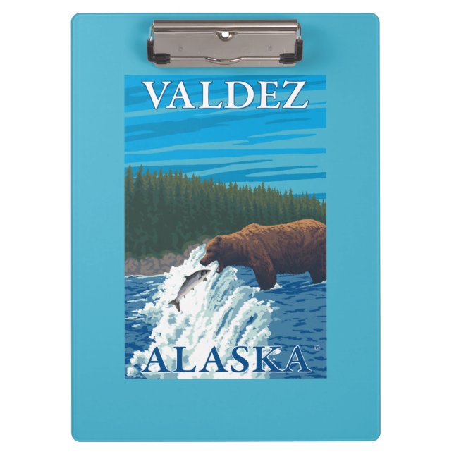 Bear Fishing in River - Valdez, Alaska Clipboard (Front)