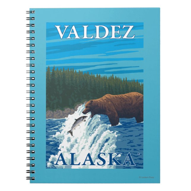 Bear Fishing in River - Valdez, Alaska Spiral Notebook (Front)