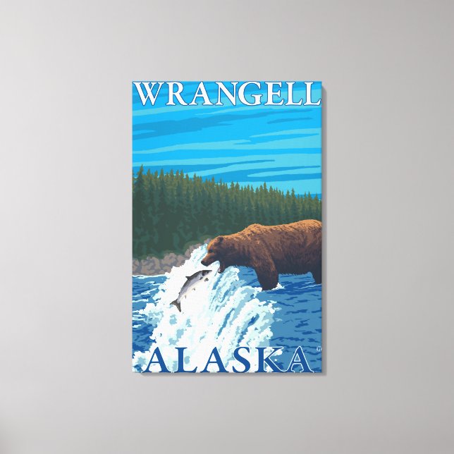 Bear Fishing in River - Wrangell, Alaska Canvas Print (Front)