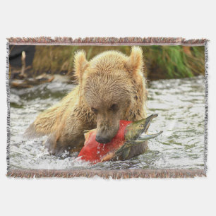Bear Fishing Throw Blanket