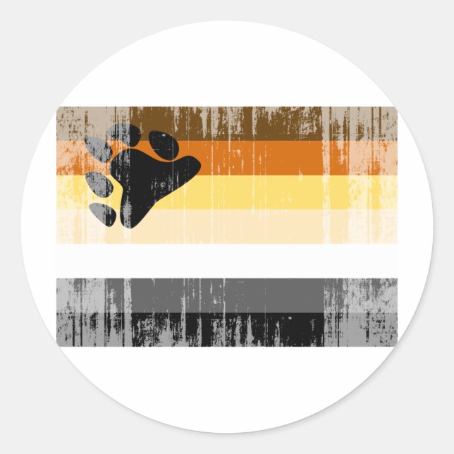 BEAR FLAG DISTRESSED CLASSIC ROUND STICKER (Front)