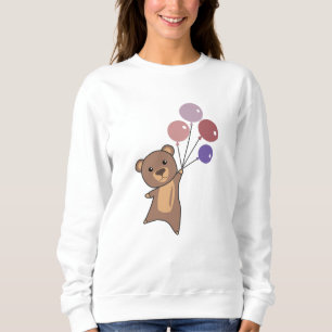 Bear Flies Up With Balloons Cute Animals Sweatshirt