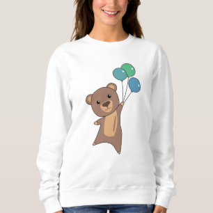Bear Flies Up With Balloons Cute Animals Sweatshirt