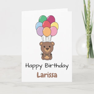 Bear Flies Up With Colourful Balloons Birthday Card