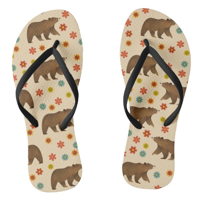 Bear Floral Pattern Jandals (Footbed)