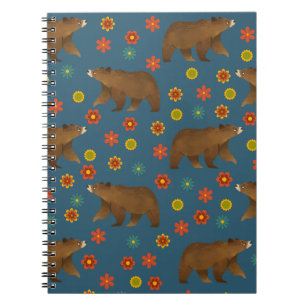Bear Floral Pattern Notebook