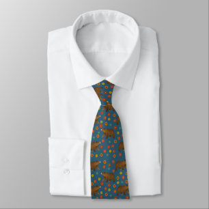 Bear Floral Pattern Tie