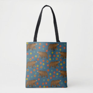 Bear Floral Pattern Tote Bag