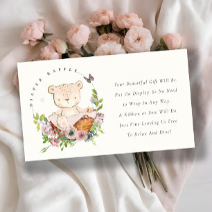 Bear Flower Basket Pink Display Shower Baby Shower Enclosure Card