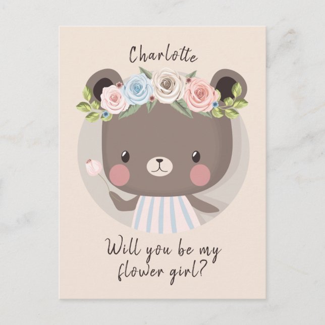 Bear Flower Girl Proposal Card (Front)