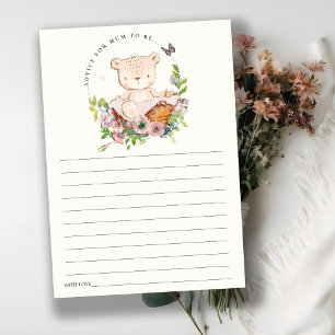 Bear Flower Green Advice For Mum Baby Shower Enclosure Card