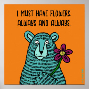 Bear & Flower Poster