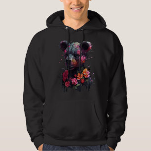Bear Flowers Animal Roses Animal Motif Art Bear Hoodie