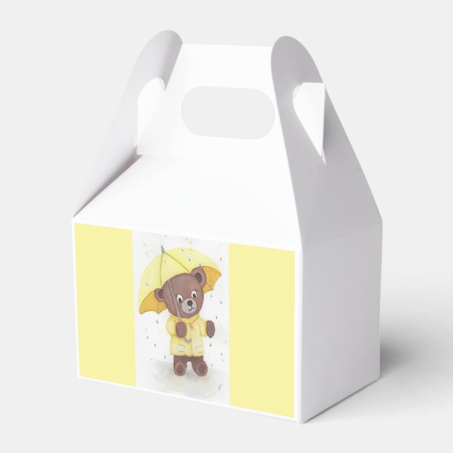 Bear-foot in the Rain Teddy Bear Favour Box (Front Side)