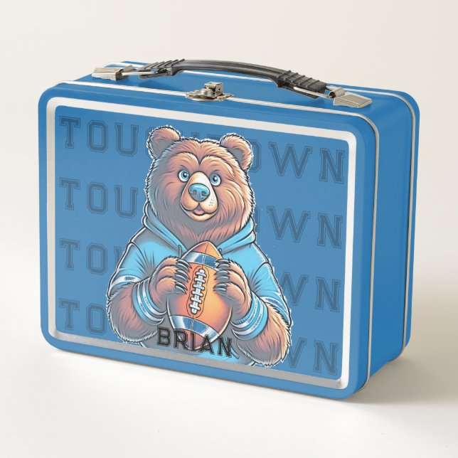 Bear Football Personalised Lunch box (Front)