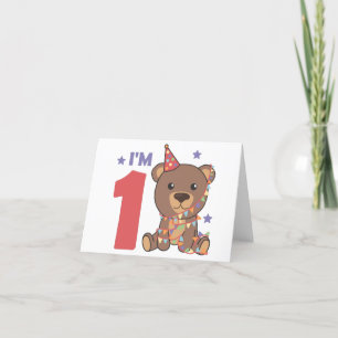 Bear For The First Birthday For Children 1 Year Th Thank You Card