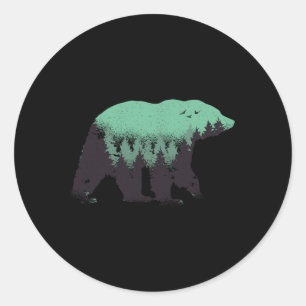 Bear Forest Nature Grizzly Hiking Outdoor Hunting  Classic Round Sticker