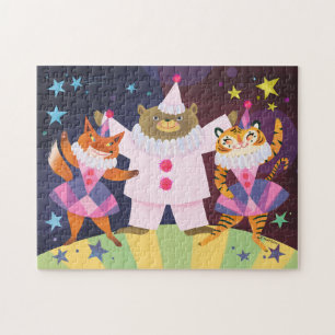 Bear, Fox and Tiger Pierrot Clown Jigsaw Puzzle