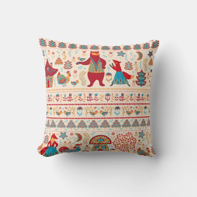 Bear,fox,rooster and chicken with chicken,fairy ho cushion (Front)