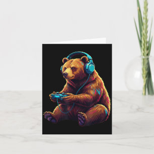 Bear Gaming Animal Video Games Funny Bear  Card