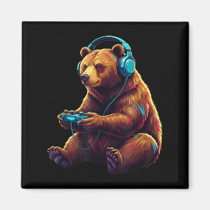 Bear Gaming Animal Video Games Funny Bear Magnet