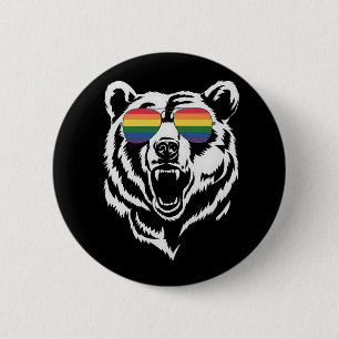Bear Gay LGBTQ Rainbow Sunglasses Pride Flag 6 Cm Round Badge