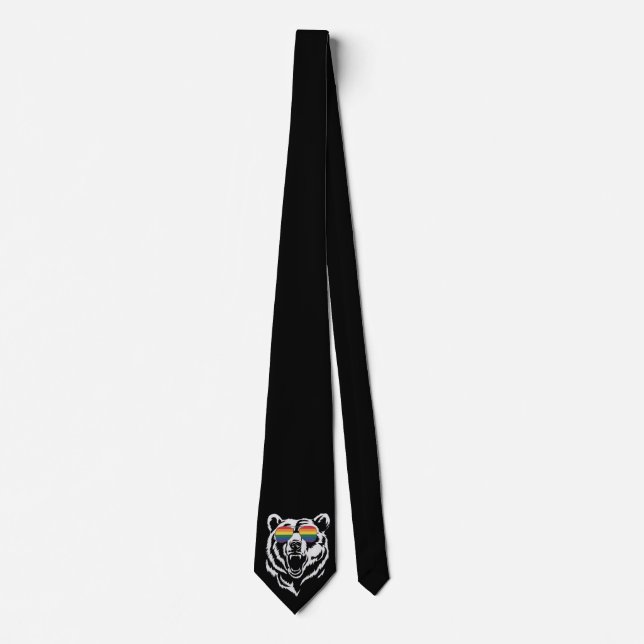Bear Gay LGBTQ Rainbow Sunglasses Pride Flag Tie (Front)