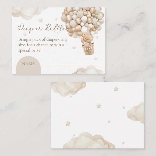 Bear Gender Neutral Baby Shower Diaper Raffle Enclosure Card (Front/Back)