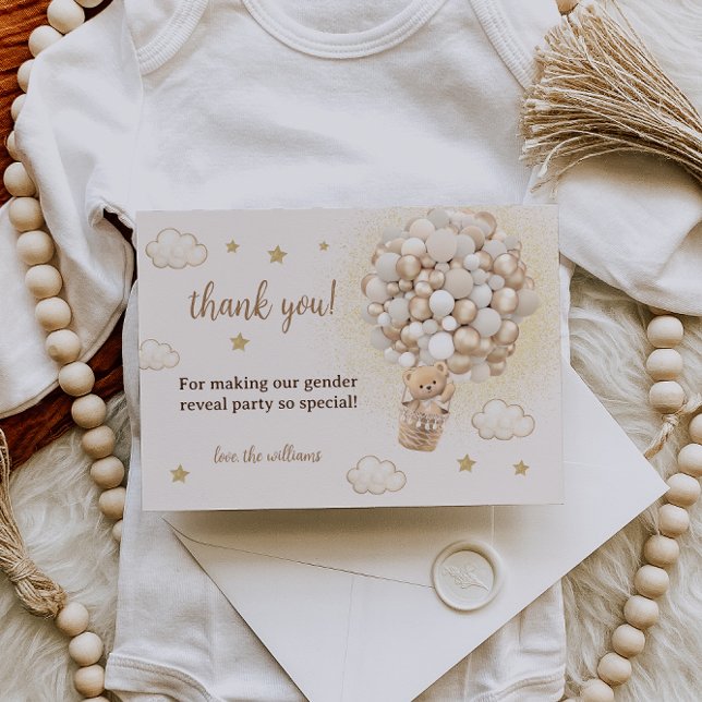 Bear Gender Reveal Rustic Cute Thank You Card (Creator Uploaded)