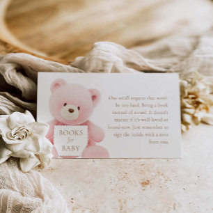 Bear Girl Baby Shower Books for Baby Enclosure Card