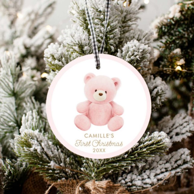 Bear Girl First Christmas Photo Ornament (Creator Uploaded)