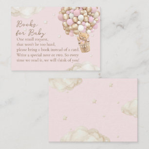 Bear Girl Pink Baby Shower Book Request Enclosure Card