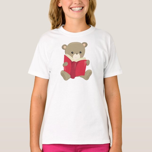 Bear Going To School, Cute Bear, Brown Bear, Books T-Shirt (Front)