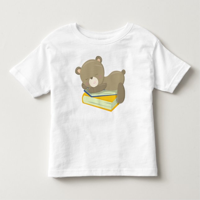 Bear Going To School, Cute Bear, Sleeping Bear Toddler T-Shirt (Front)