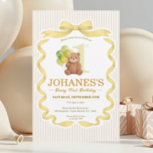 Bear Gold Ribbon Strip Beary First Birthday