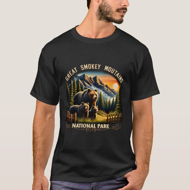 Bear Great Smokey Mountains National Park Black Be T-Shirt (Front)