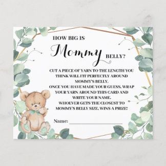 Bear Greenery How Big is Mum's Belly Shower Card