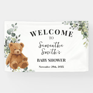 Bear Greenery Welcome Baby Shower Banner