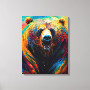 Bear Grizzly Animal Discovery Adventure Nature Pla Canvas Print