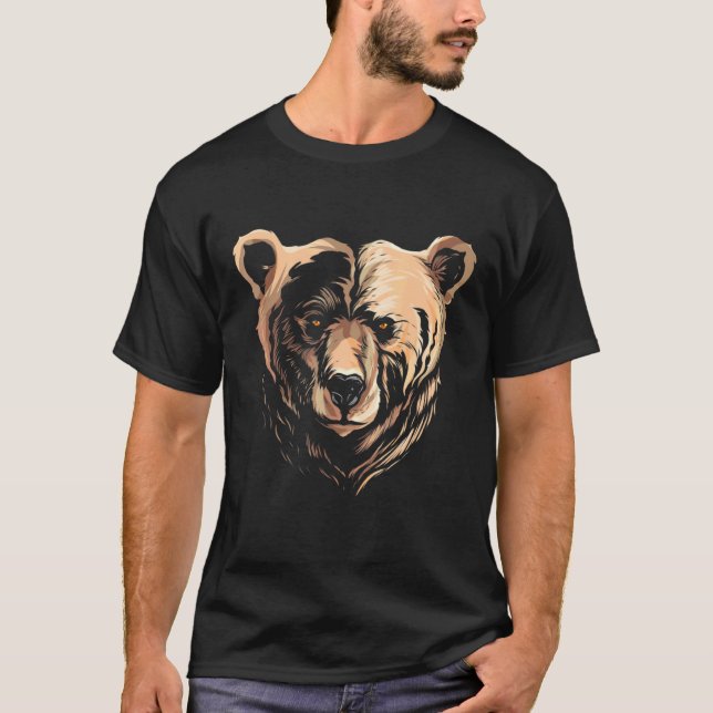 Bear Grizzly Face Looking At Head T-Shirt (Front)