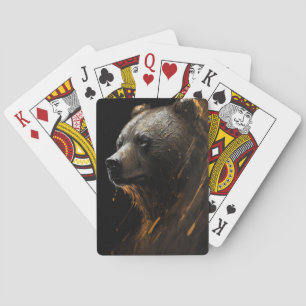 Bear Grizzly Portrait Animal Nature Wildlife Art Playing Cards