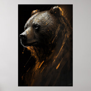 Bear Grizzly Portrait Animal Nature Wildlife Art Poster