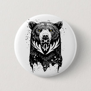 Bear Grizzly Wild Animal Nature Illustration Art 6 Cm Round Badge