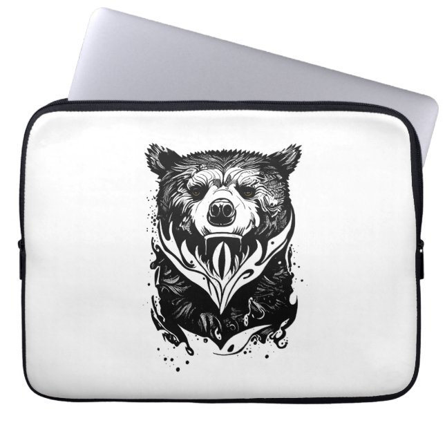 Bear Grizzly Wild Animal Nature Illustration Art T Laptop Sleeve (Front)