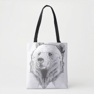 Bear Grizzly Wild Nature Animal Illustration Art Tote Bag