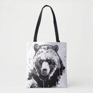 Bear Grizzly Wild Nature Free Spirit Art Painting Tote Bag